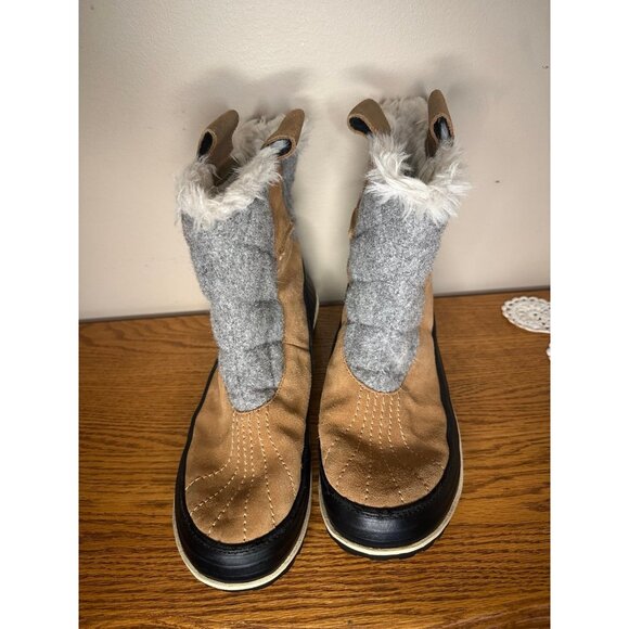 10.5 Sorel Tivoli II Women's Brown Fur Trim Round Toe Pull-On Snow Boots - Picture 2 of 5